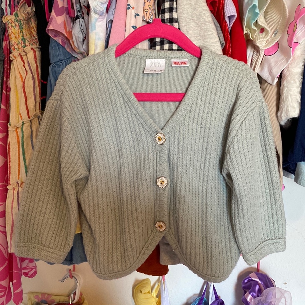 Zara toddler olive cardigan.